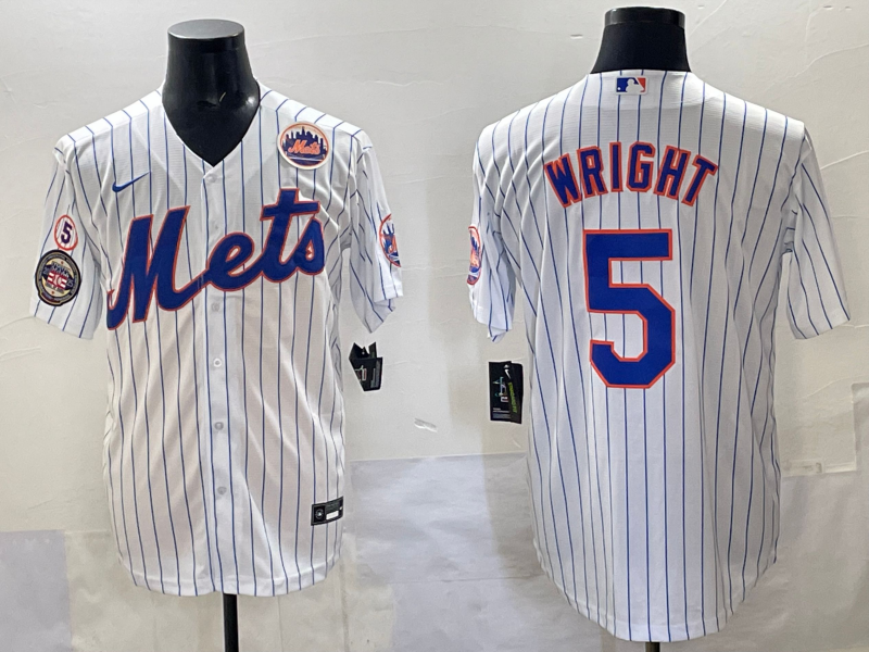 Men 2025 New York Mets #5 Wright white MLB Nike jersey style 8->new york mets->MLB Jersey